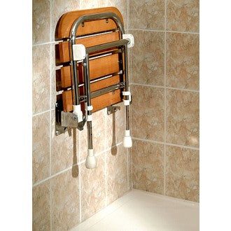 Wooden Slatted Fold-Up Shower Seat