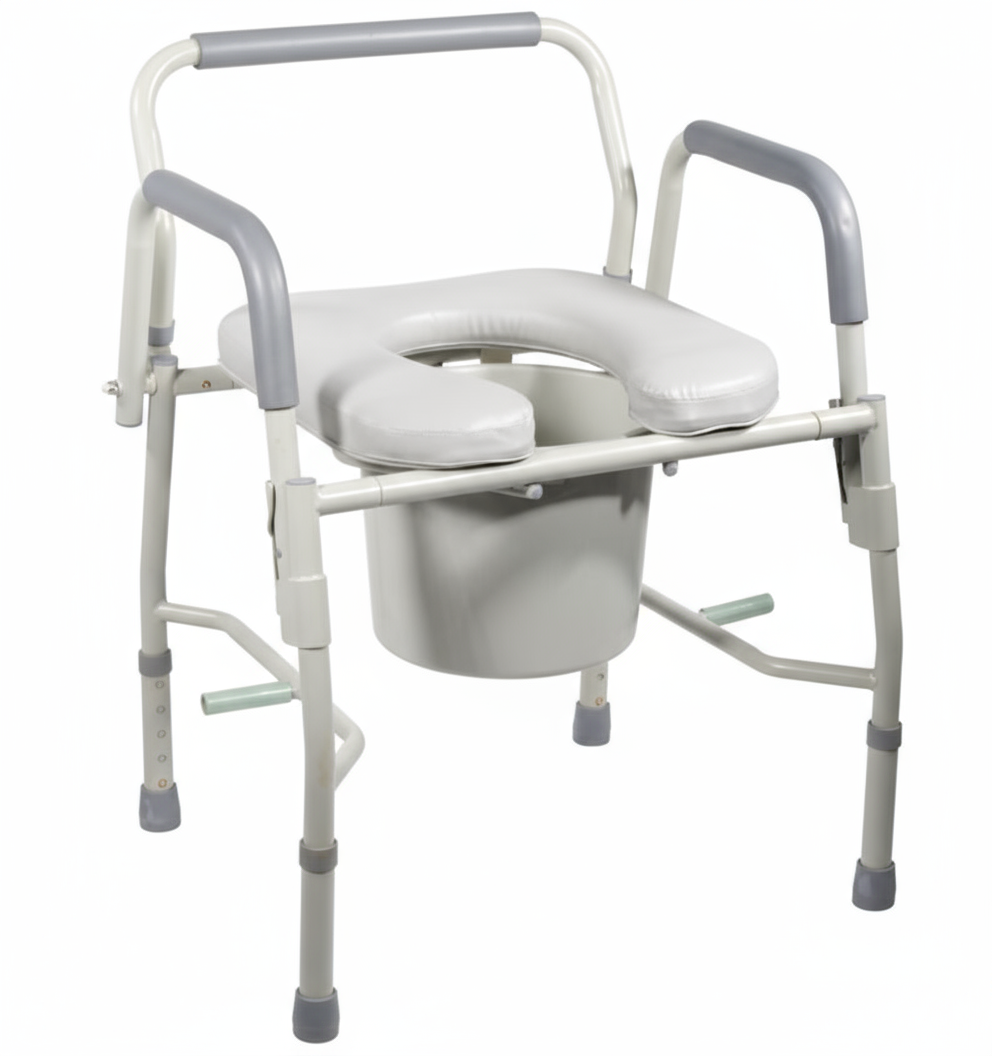 Deluxe Drop Arm Commode with Padded Seat
