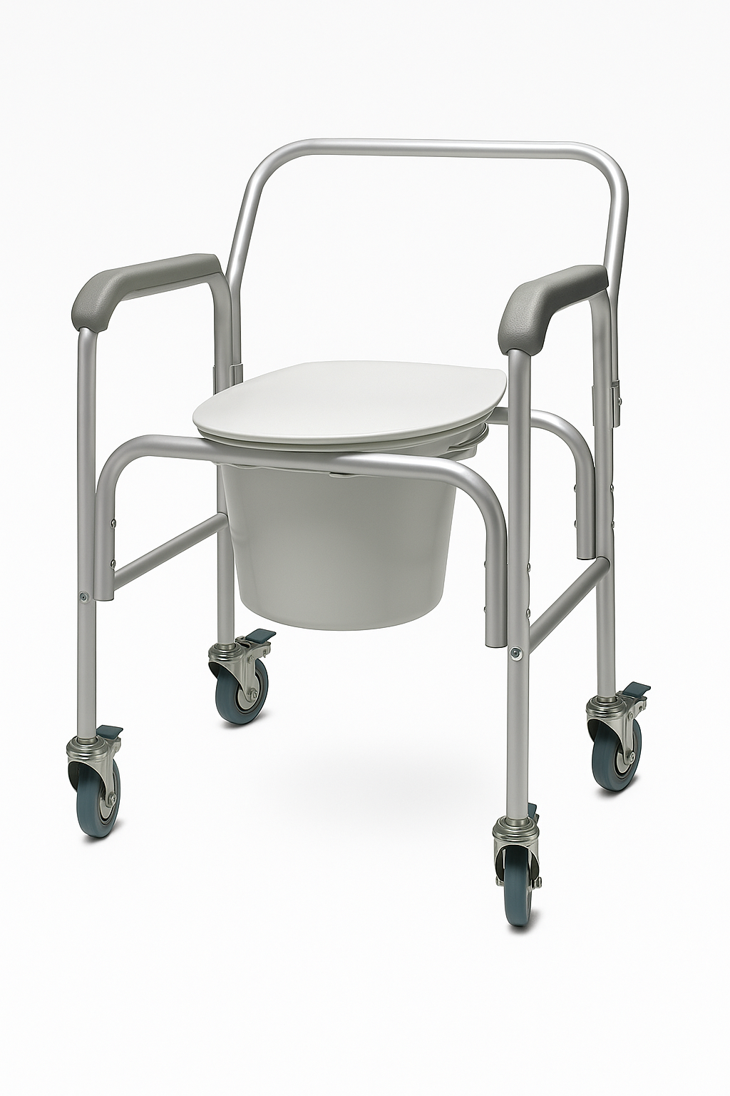 3 in 1 Aluminum Commode Back Bar and Casters