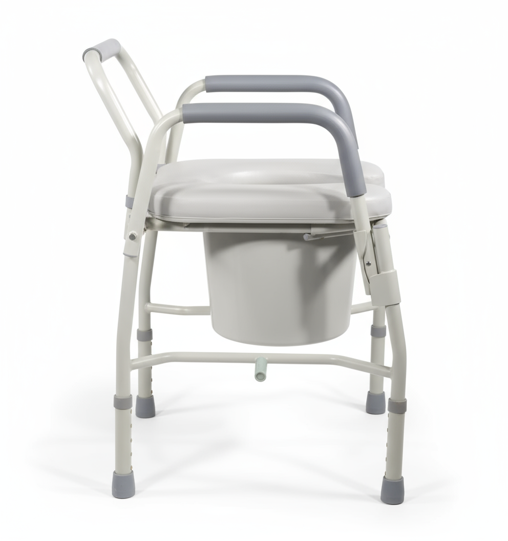 Deluxe Drop Arm Commode with Padded Seat