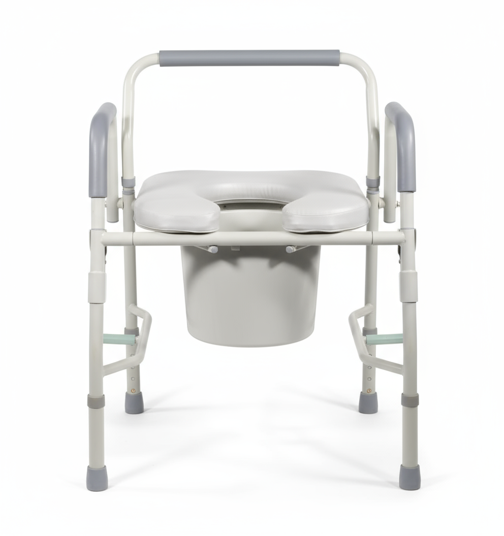 Deluxe Drop Arm Commode with Padded Seat