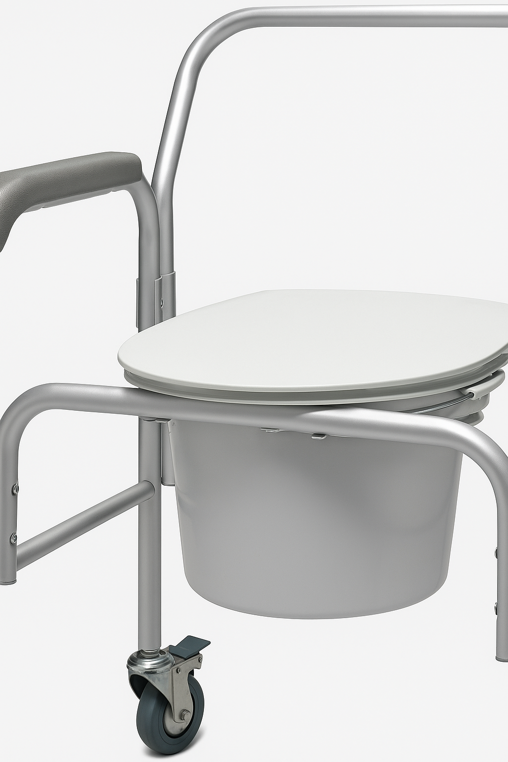 3 in 1 Aluminum Commode Back Bar and Casters
