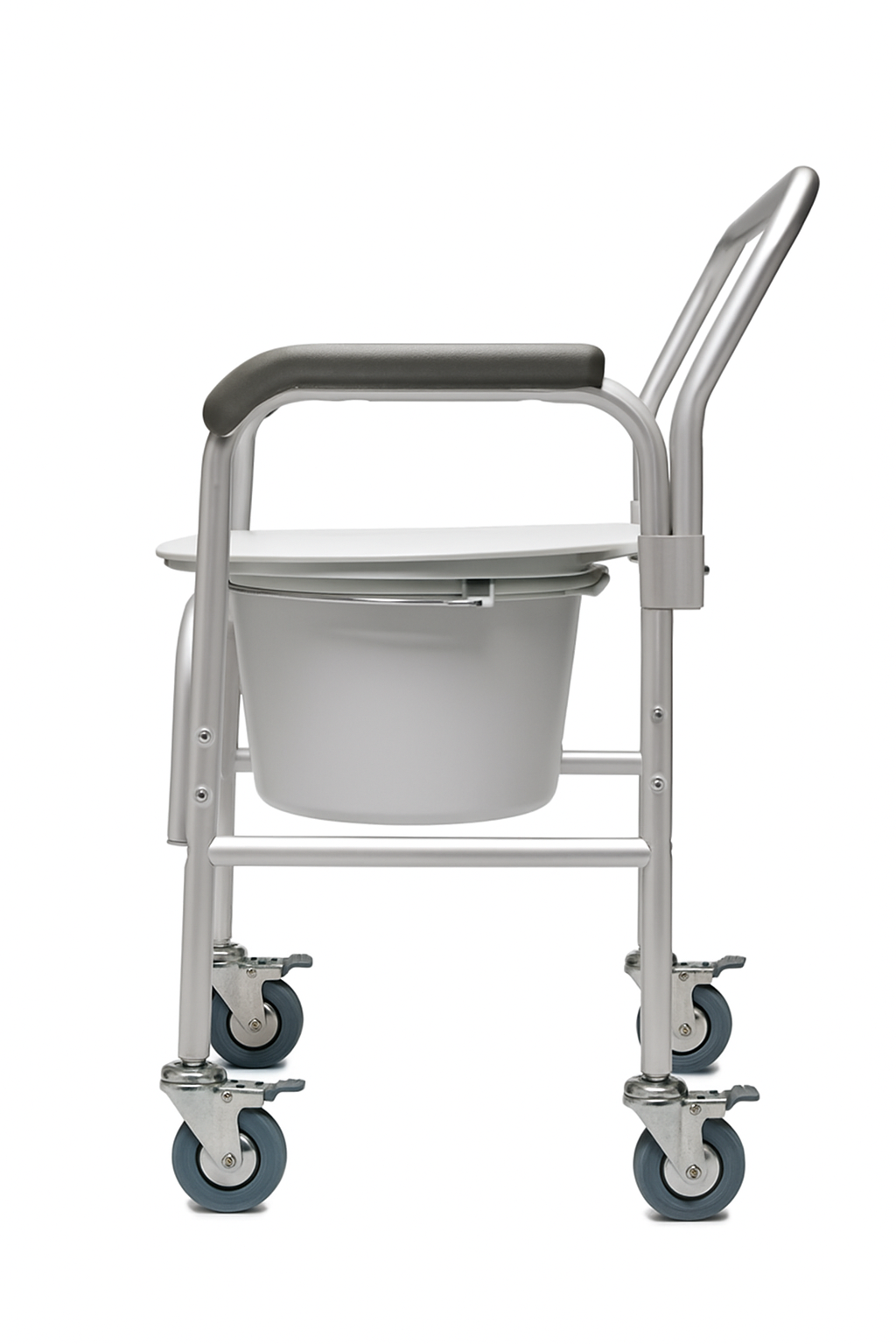 3 in 1 Aluminum Commode Back Bar and Casters