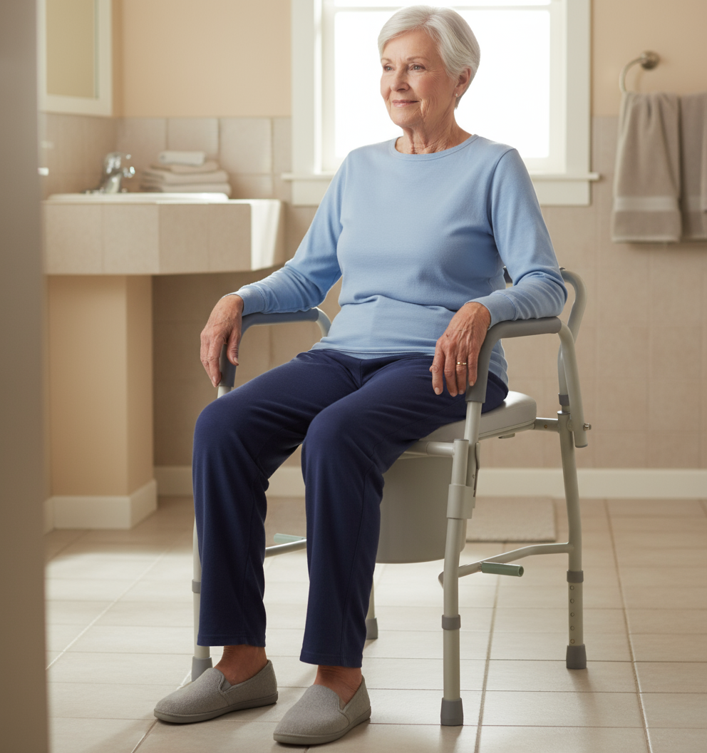 Deluxe Drop Arm Commode with Padded Seat