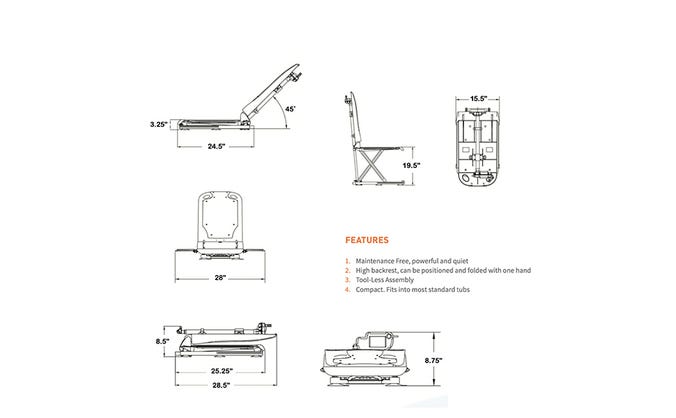 Close-up image of BathLyft Power Bathtub Lift