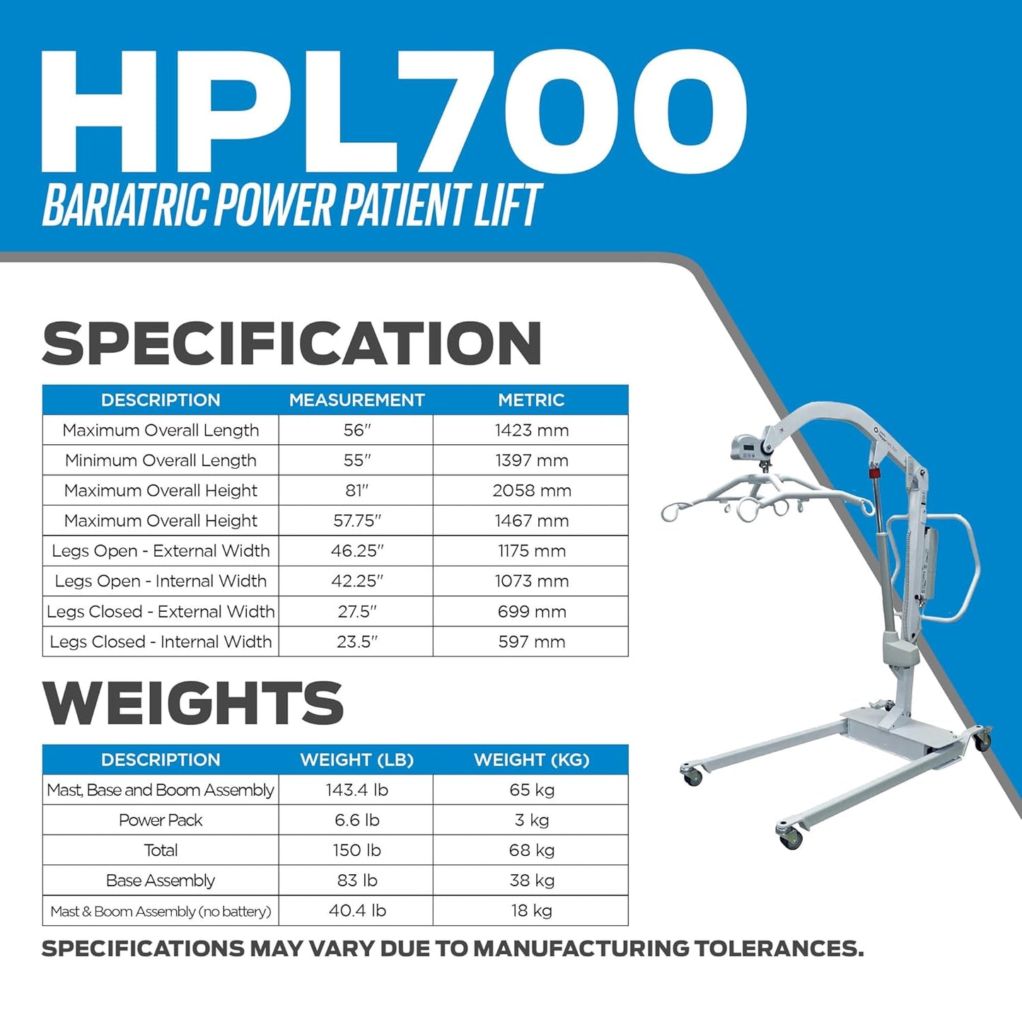 Hoyer® Power 700 HD Bariatric Patient Lift