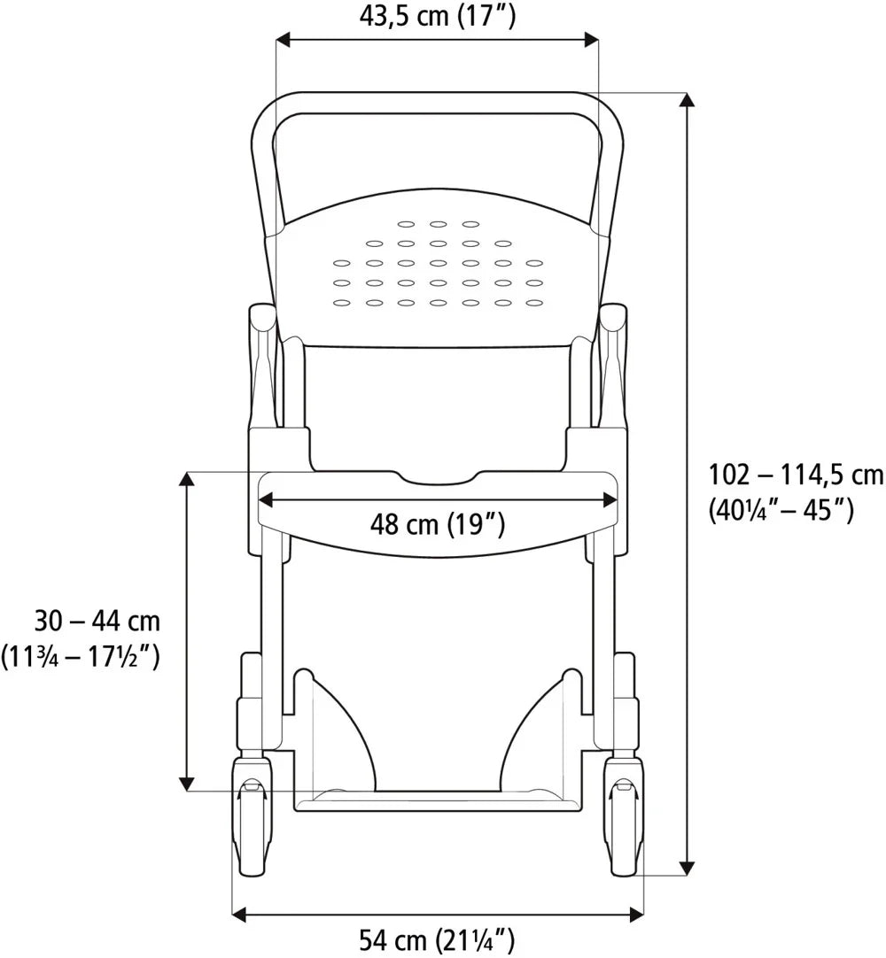 Etac Clean height-adjustable Shower-Commode Chair, 4 lockable wheels