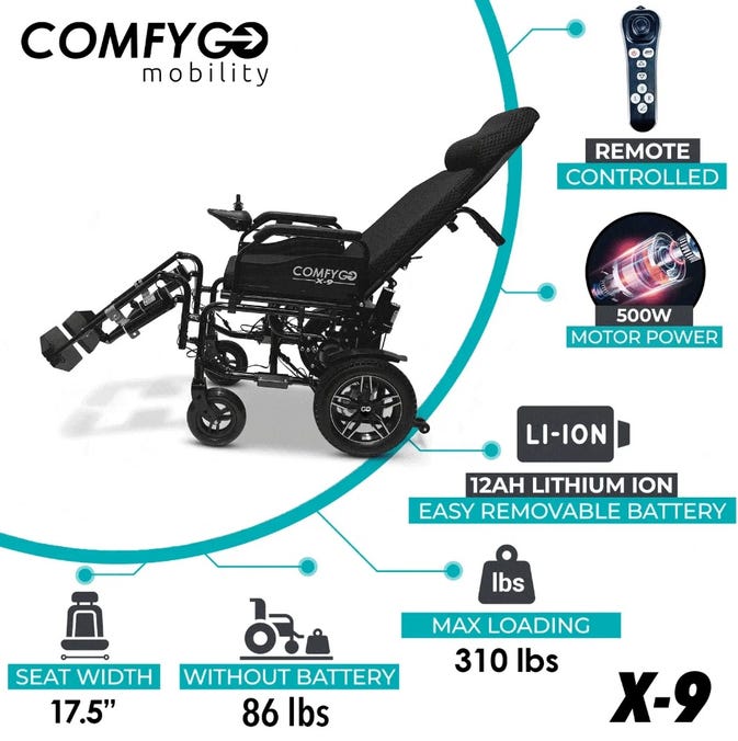 X-9 Reclining Back Electric Wheelchair
