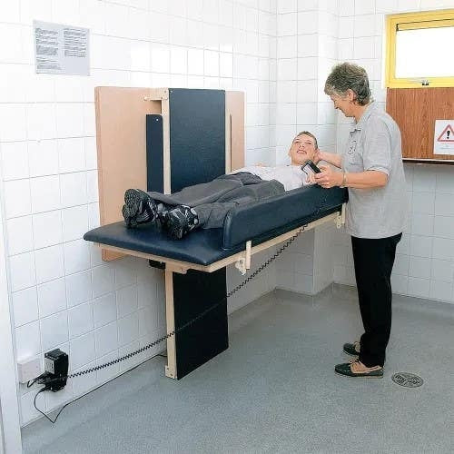 Close-up image of Smirthwaite Hi-Riser Changing Bench