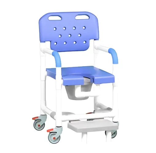 Platinum Shower Chair Commode with Locking Casters and Anti-Tip Feature