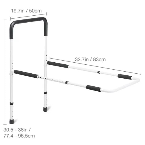 Adjustable Bed Assist Rail with Padded Handle for Safe Mobility and Fall Prevention by Mabis HealthSmart