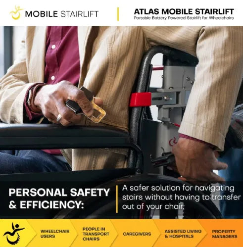 Wheelchair Stair Lift with 440 lbs. Capacity | Portable Stair Climber Atlas Wheelchair Lift