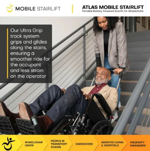 Wheelchair Stair Lift with 440 lbs. Capacity | Portable Stair Climber Atlas Wheelchair Lift