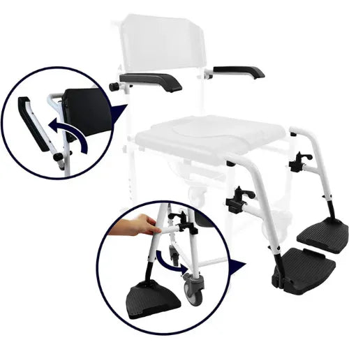 Close-up image of Shower Commode Chair with Wheels, Ultra Lightweight and 264 Lbs Capacity by KMINA