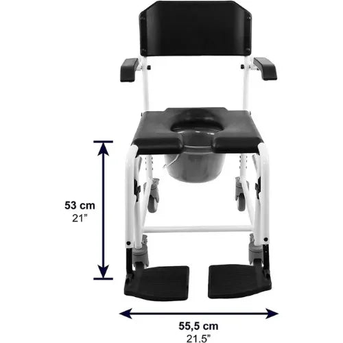 Close-up image of Shower Commode Chair with Wheels, Ultra Lightweight and 264 Lbs Capacity by KMINA