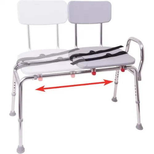 Close-up image of Sliding Transfer Bench with Swivel Seat and Back for Easy Tub Transfers