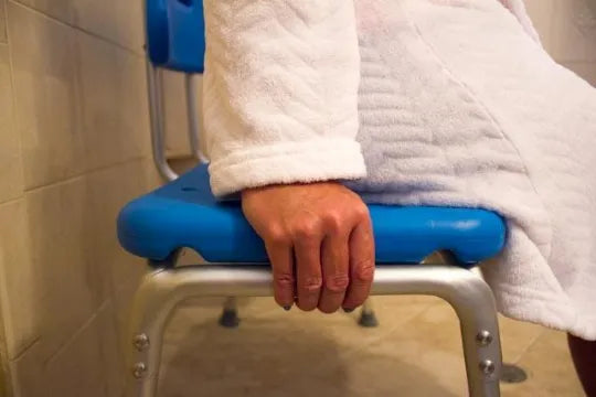 Bath Transfer Bench with Cutout Shower Seat - Deluxe All-Access Blue Adjustable Tub and Shower Chair for Transfers
