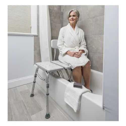 Drive Medical Splash Defense Transfer Bench with Curtain Guard Protection for Tub and Shower Transfers
