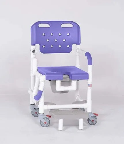 Close-up image of IPU Platinum Drop Arm Shower Chair Commode With Footrest