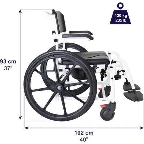 Close-up image of Manual Wheelchair for Shower with Commode and 264 Lbs Capacity by KMINA