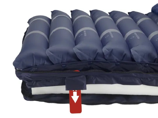 Close-up image of Drive Medical Med-Aire Assure Alternating Pressure LAL Mattress System with Foam Base