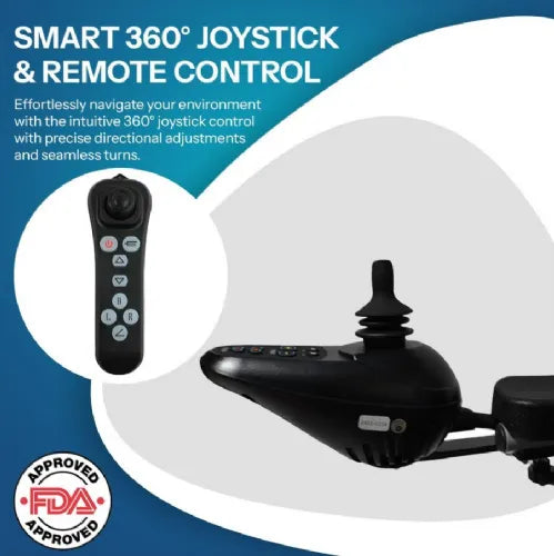 Close-up image of Folding Lightweight Electric Wheelchair with Smart Joystick and Digital Display - Power Ride by ReNuCare