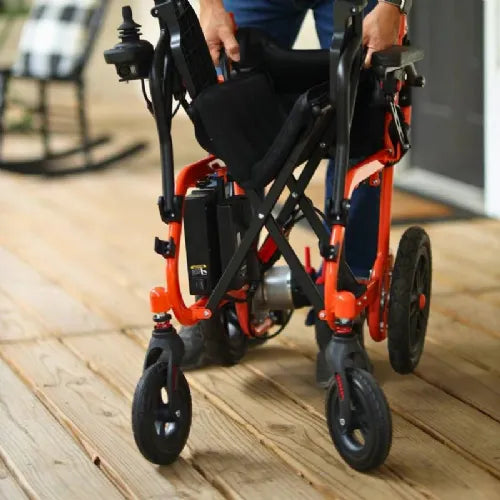 Close-up image of Portable Electric Wheelchair with Lightweight Design and Independent Support - 220 lbs. Weight Capacity