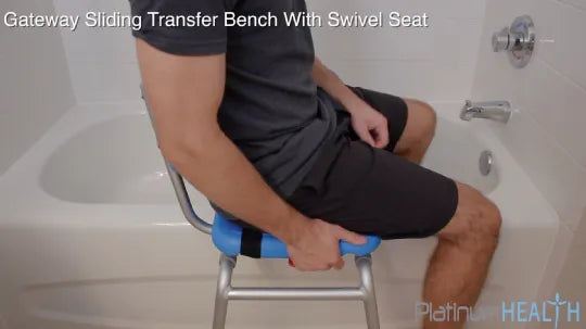 Premium Sliding Tub Transfer Bench with Padded Swivel Seat by Platinum Health