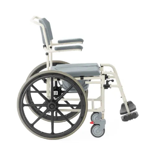 Close-up image of Shower Commode Wheelchair with Aluminum Frame by Medline