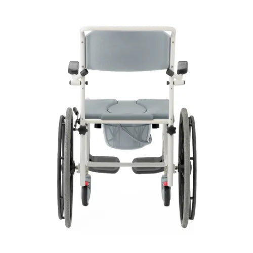 Close-up image of Shower Commode Wheelchair with Aluminum Frame by Medline
