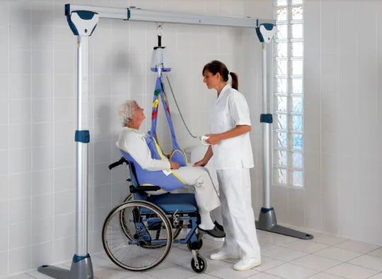 Close-up image of Portable Overhead Ceiling Lift with Free Standing Gantry by Arjo - Easytrack Series