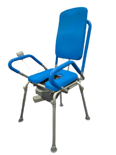 Close-up image of Powered Uplift Commode Chair for Toilet and Shower by Platinum Health - GentleBoost