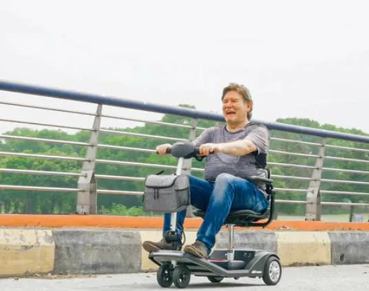 Close-up image of Black AIR CLASSIC Mobility Scooter | Lightweight and Portable by Metro Mobility