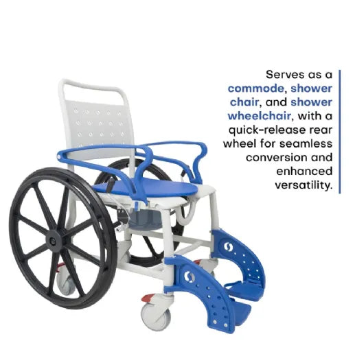 Close-up image of Commode Shower Chair with Locking Wheels and Flip Up Armrests | Sidekick Ultralight 3-in-1 by Mobile Patient Lift