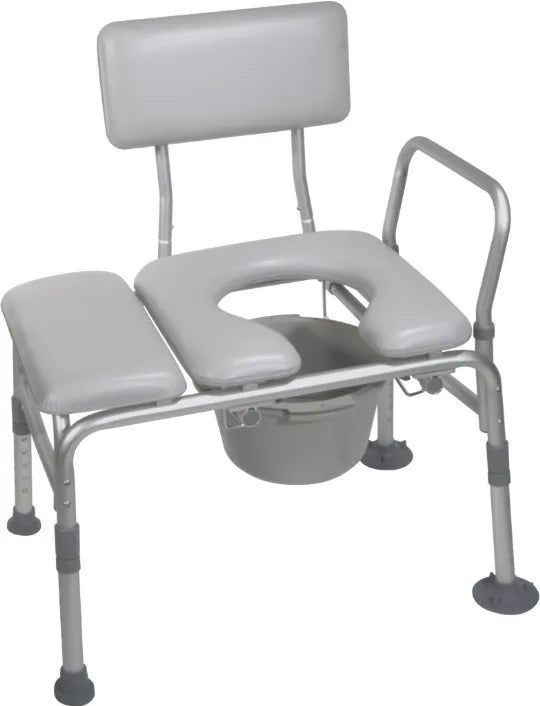 Close-up image of Drive Medical Adjustable Tub Transfer Bench with Commode - Combination Padded