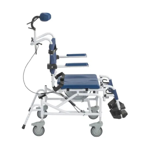 Close-up image of 30-Degree Tilting Aluminum Shower Commode Chair | Versatile 3-in-1 Bathroom Aid