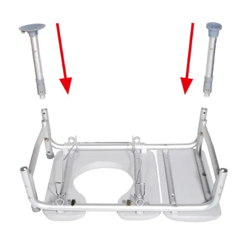 Close-up image of Drive Medical Adjustable Tub Transfer Bench with Commode - Combination Padded
