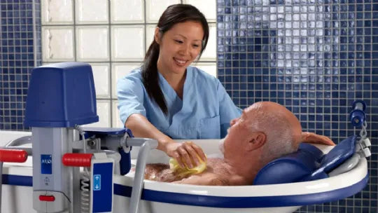 Close-up image of Bolero Height-Adjustable Bath and Shower Stretcher by ArjoHuntleigh (FULLY ASSEMBLED)