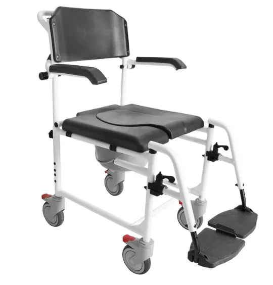 Shower Commode Chair with Wheels, Ultra Lightweight and 264 Lbs Capacity by KMINA