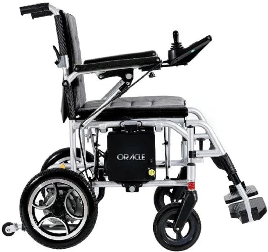 Oracle Super Light Foldable Electric Wheelchair by Discover My Mobility, Lightweight, Flat Free Tires, 350 lbs Weight Capacity