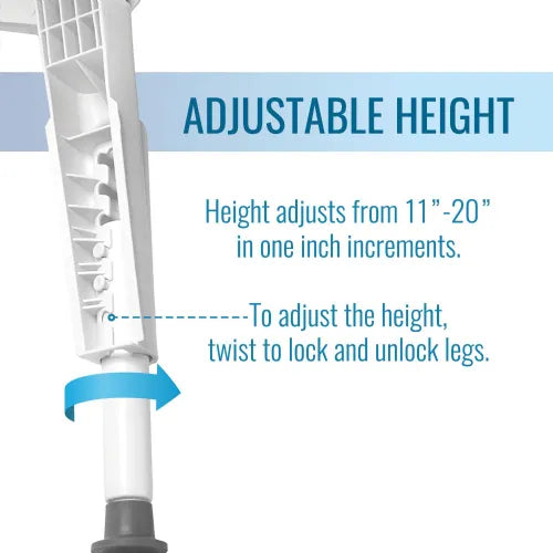 Close-up image of Tool-Free Adjustable Height Transfer Bench for Safe Bathing and Showering | Non-Slip, Easy Assembly, 350 lbs. Capacity