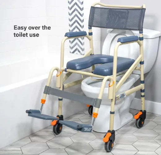 Close-up image of Folding Shower Chair with Security Locking Casters - ShowerBuddy Eco Traveler by SolutionBased