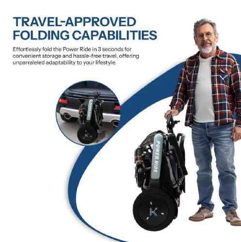 Close-up image of Folding Lightweight Electric Wheelchair with Smart Joystick and Digital Display - Power Ride by ReNuCare