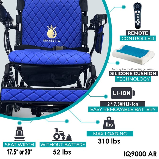 MAJESTIC IQ-9000 Auto Recline Electric Wheelchair
