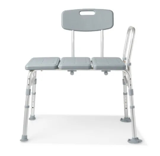 Shower and Bathtub Transfer Bench with Back Rest and Extra Safety Side Arm - 400 Pound Weight Capacity by Medline