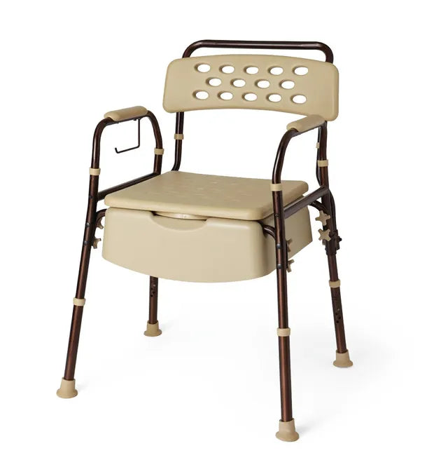 Close-up image of Medline Bedside Commode with Microban