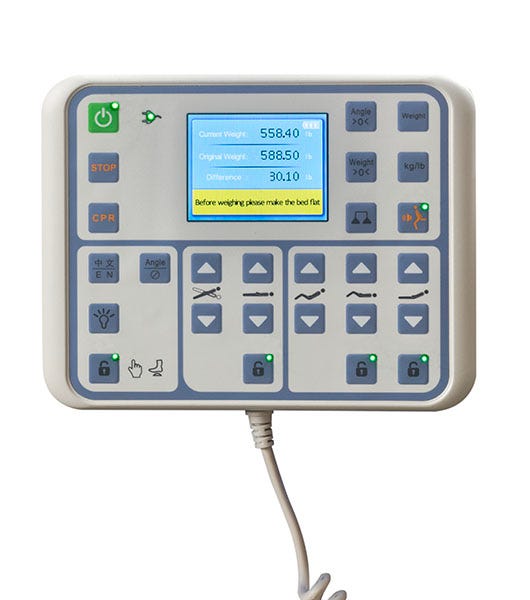 Close-up image of Lincoln Expandable Bariatric Bed with Scale