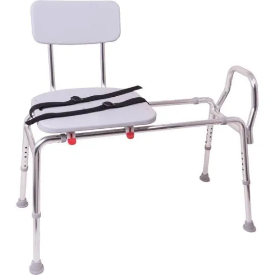 Sliding Transfer Bench with Swivel Seat and Back for Easy Tub Transfers