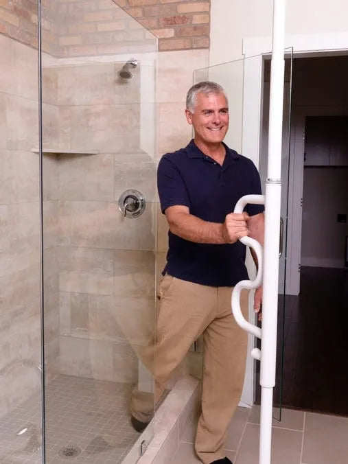 Security Pole and Pivoting Curve Grab Bar