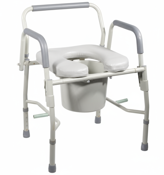 Deluxe Drop Arm Commode with Padded Seat